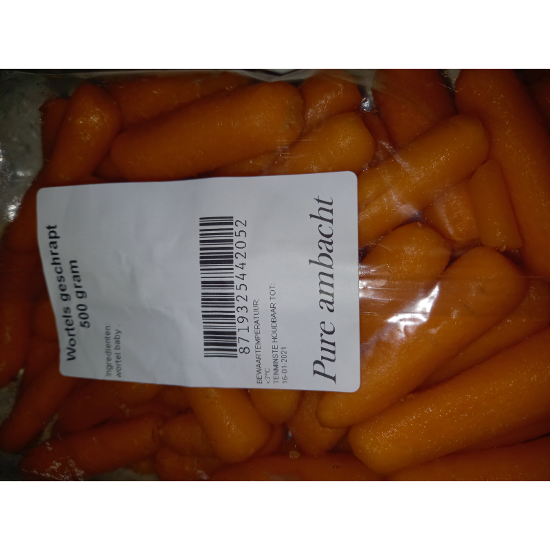 Geschrapte Worteltjes, Prijs per zak 500 Gram